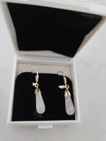 Elegante Goldohrringe 585 mit Rosenquarz-Tropfen