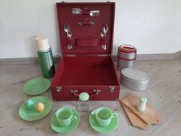 50er 60er J. Mid Century Picknickkoffer Oldtimer Camping