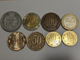 Chile circulating coins,end of Oct