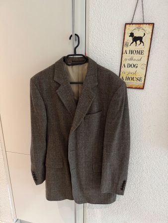Herren Sakko Tweed John Hanly Wolle braun Fischgrat Muster