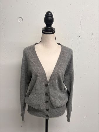 Vicario Cinque Strickjacke grau S/M Wolle Kaschmir Cardigan