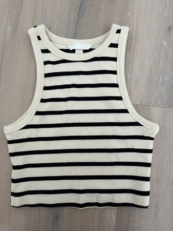 Top creme mit schwarzen Streifen XS neu