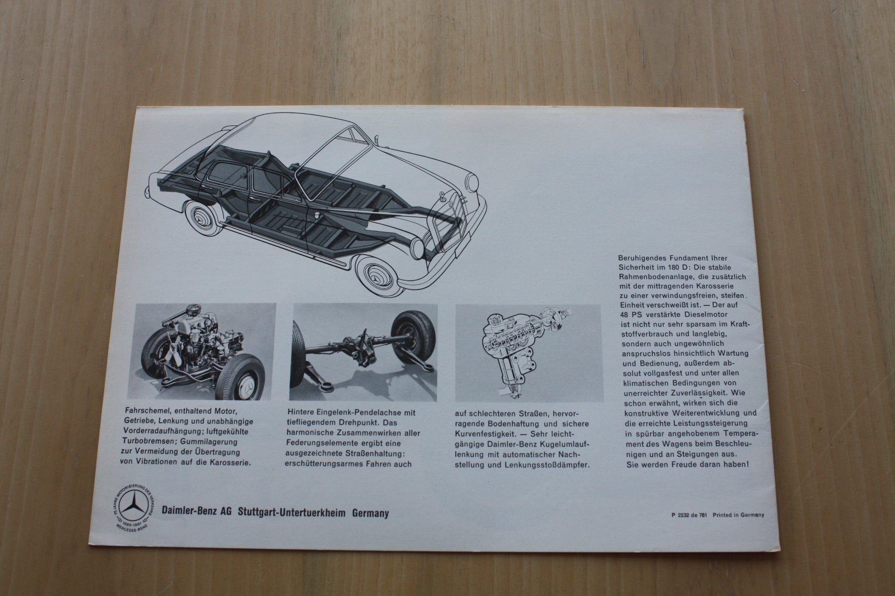 Mercedes-Benz Documenti: Mercedes 180 D Prospekt 1961 – Usato da Wikon venduto da erwin400 3