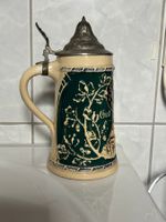 Antiker Bierkrug mit Zinndeckel, Sammlerstück, Top Zustand
