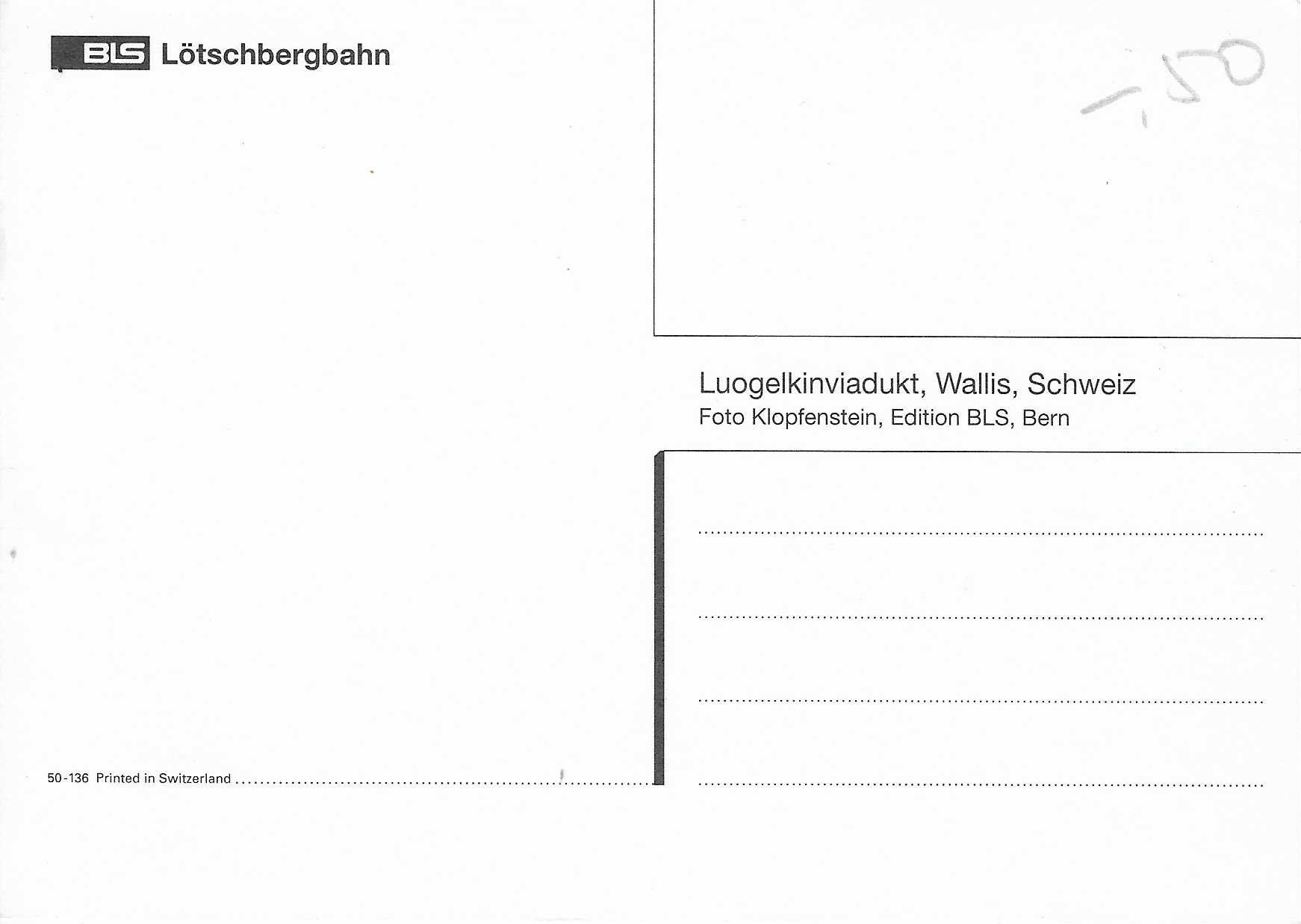 Cartoline postali: BLS Lötschbergbahn Luogelkinviadukt – Nuovo (secondo la descrizione) da Rothrist venduto da Stranglehold 1