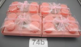 4 Pack Kerzen rosa mit Glas, Nr. 74b