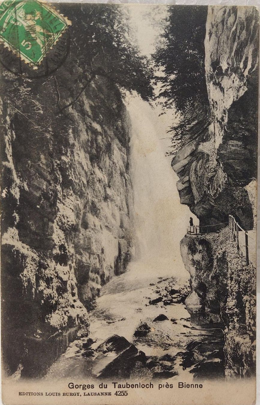 Cartoline postali: BIEL/BIENNE - Gorges du Taubenloch – Usato da Delémont venduto da Domdom1