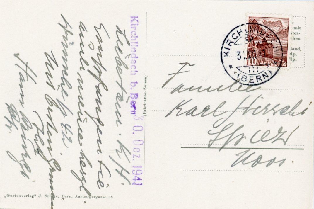 Cartoline postali: Kirchlindach   BE       um 1941 – Usato da Brig venduto da Valcards54 1