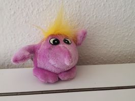 Vintage 'Punk' Göönk - Pink Plush Toy with Yellow Hair