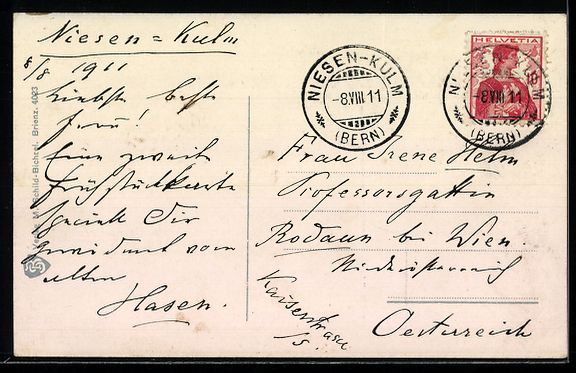 Cartoline postali: Niesenbahn, am Hotel Niesen-Kulm, Blick  – Usato da Berlin venduto da bartko-reher 1