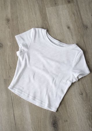 T-shirt blanc côtelé à manches courtes taille S