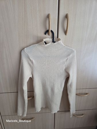 Ladies Ribbed Mock Neck Top Cream Size S