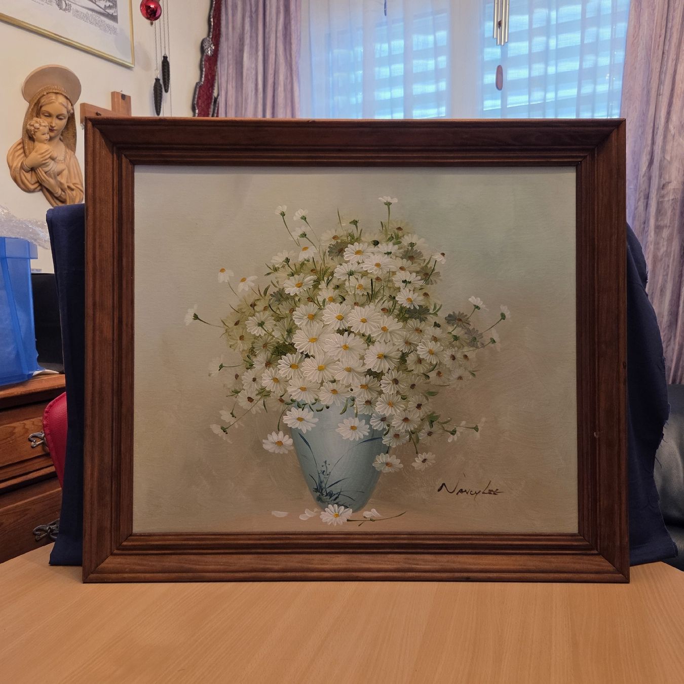 Gemälde: Gemälde Blumenstrauss mit Gänseblümchen signiert Nancy Lee – Gebraucht aus Kriens von gra_fhn7