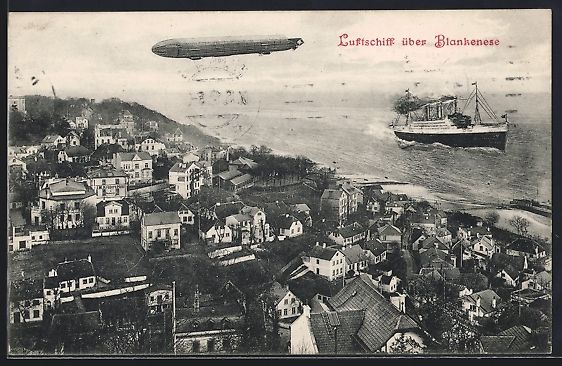 Photos & posters: Hamburg-Blankenese, Zeppelin über der E – D'occasion à Berlin par bartko-reher