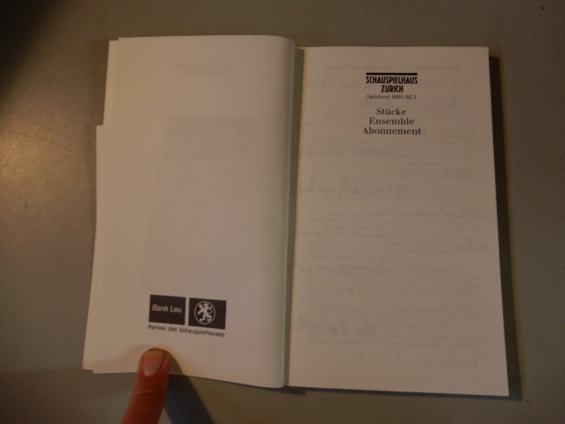 Documenti: Schauspielhaus Zürich Programm 1991/92 Abo – Usato da Erstfeld venduto da Mario_boe0 2