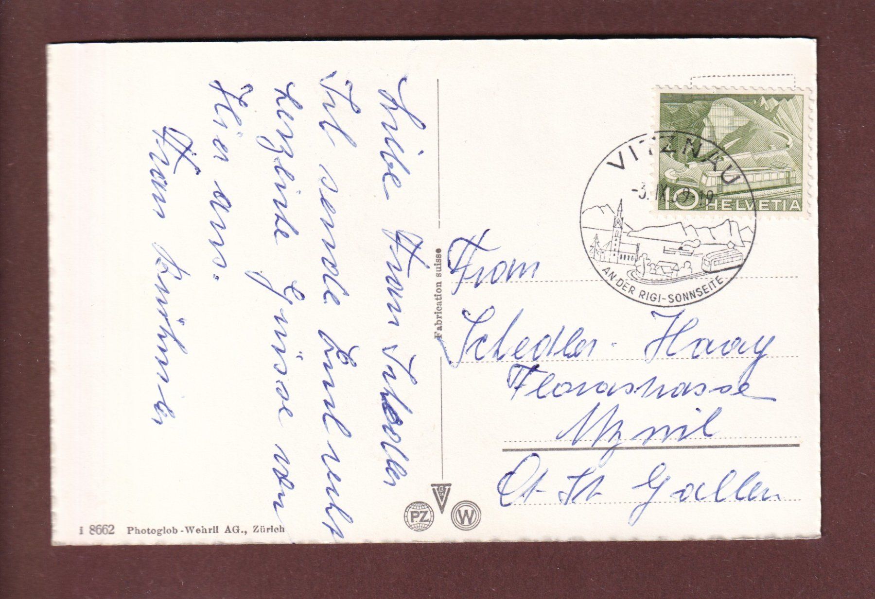 Cartoline postali: VITZNAU - Ferienheim SMUV - 1959 – Usato da Pully venduto da nicecards 1