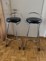 2 Barhocker, Chrom, Schwarz, für die Bar zu Hause.