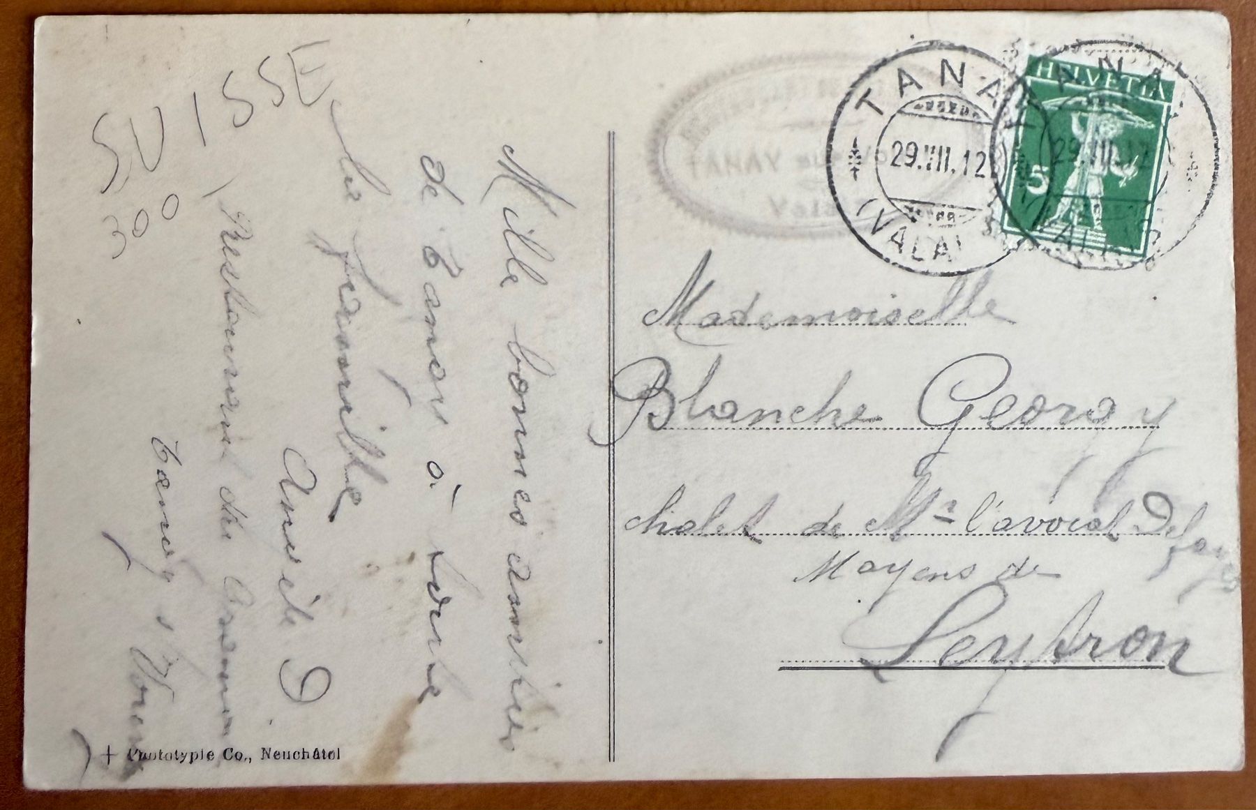 Ansichtskarten: Lac Tanay 1912 – Gebraucht aus Lutry von Ediego 1
