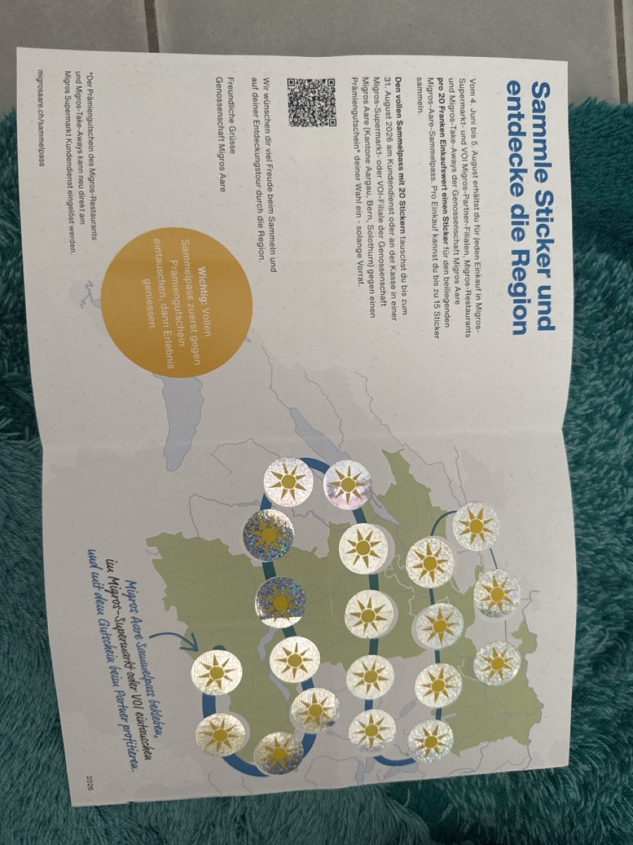 Migros Raccolte di bollini & punti: Migros Aare Sammelpass mit 20 Sticker – Nuovo (secondo la descrizione) da Biel/Bienne venduto da Mia2025