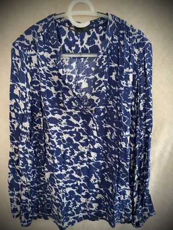 Bluse WE Fashion blau weiss gemustert Grösse XL