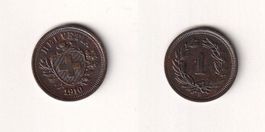 Schweiz 1 Rappen 1910 fast ungebraucht - seltener Jahrgang!
