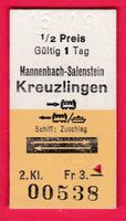 KARTON BILLETT ,MANNENBACH-SALENSTEIN - KREUZLINGEN,2.KLASSE