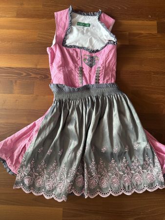 Süsses kurzes Dirndl, rosa/grau, Gr. 40