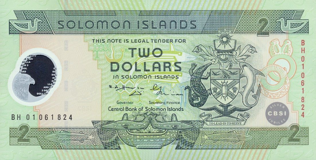 Banknoten: Solomon Islands 2 Dollar 2001 Commemorative UNC – Neu (gemäss Beschreibung) aus Schliern b. Köniz von pizzitaxi