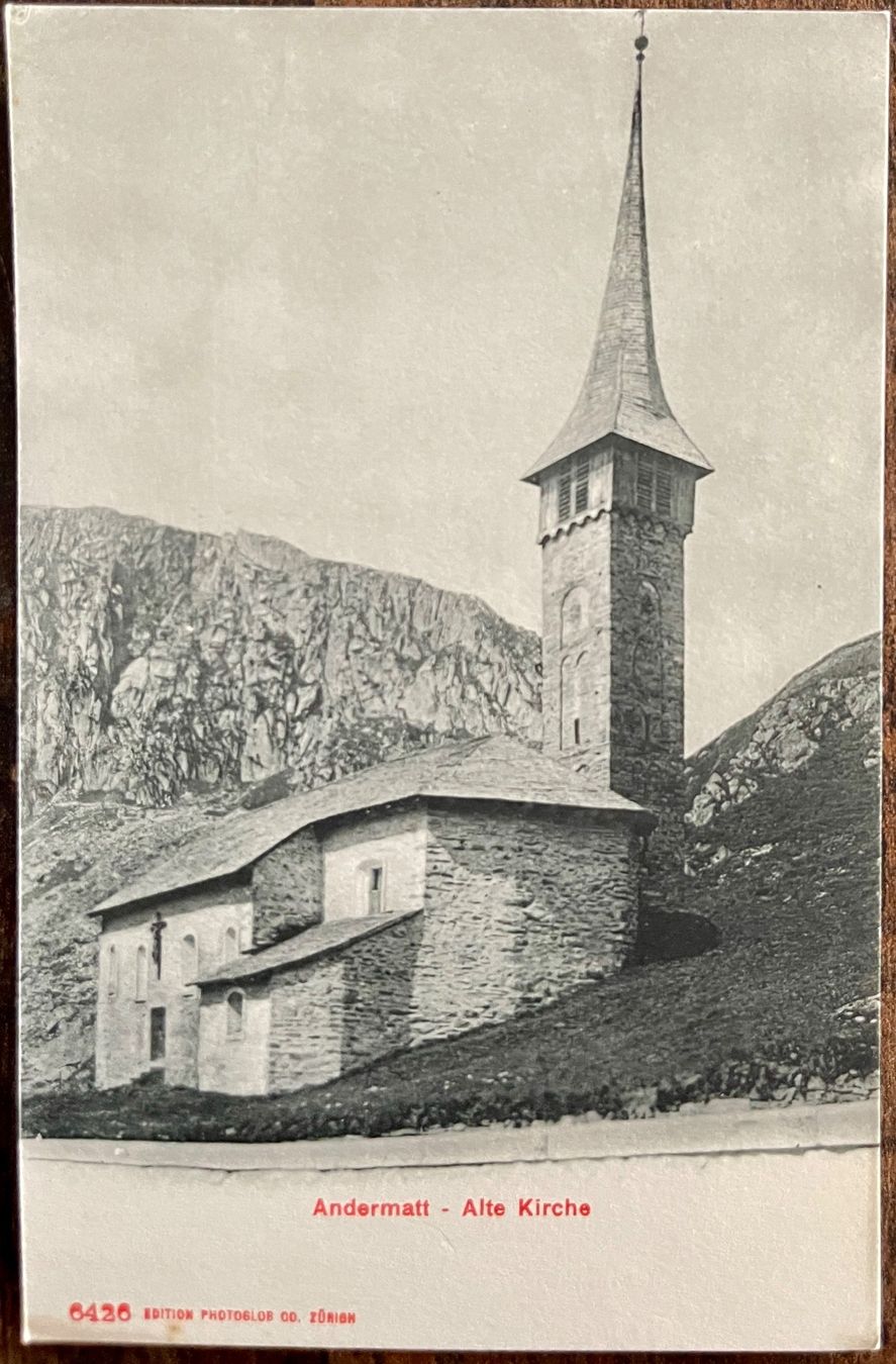 Cartoline postali: AK:  ANDERMATT - Alte Kirche – Usato da Lutry venduto da Ediego