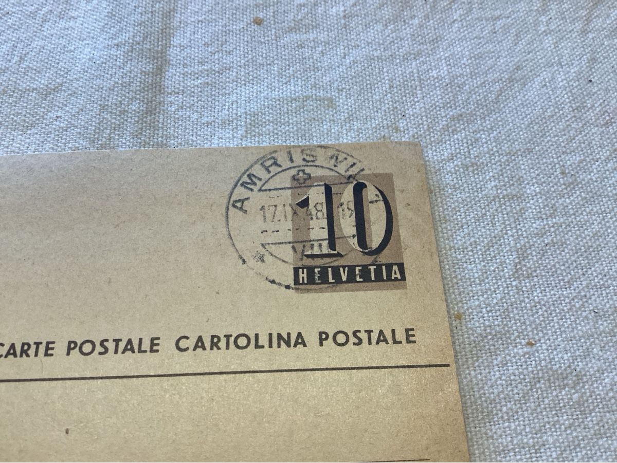 Cartoline postali: Entier image et oblitération  Amriswil 1948 – Usato da Luc (Ayent) venduto da Rebouille 2