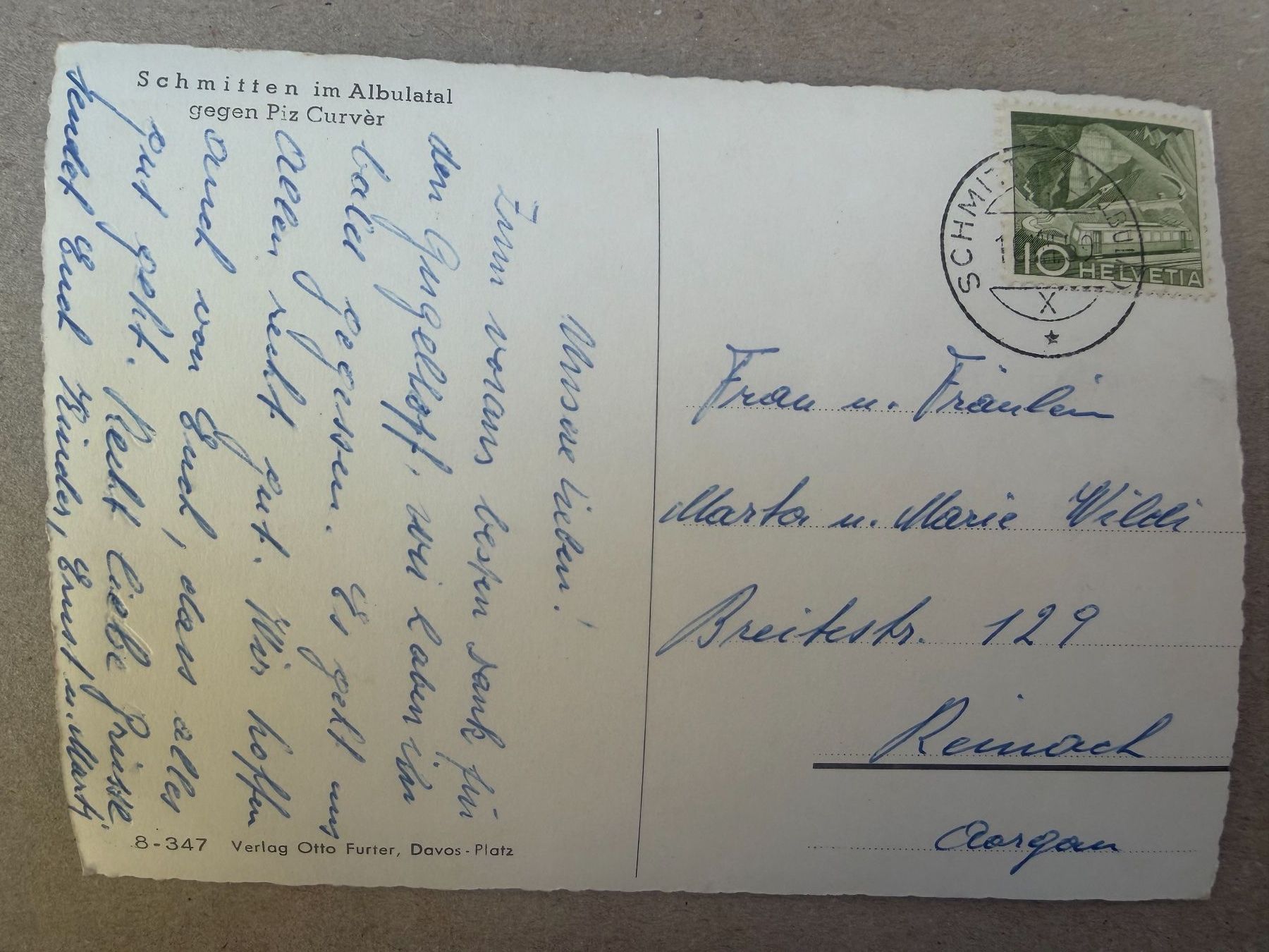 Cartoline postali: SCHMITTEN - im Albulatal - Ansichtskarte – Usato da Tegerfelden venduto da siebenmacky 1