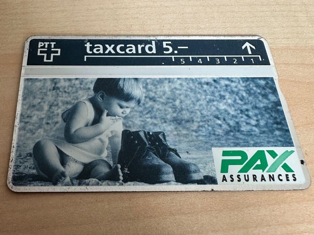 Cartes de téléphone: Taxcard 5.- PTT / PAX Sammlerstück Sujet Kind/Schuhe – D'occasion à Arlesheim par Swatch2