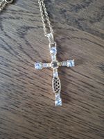 Kreuz Anhänger mit Kette + eingraviertem "Vater unser"