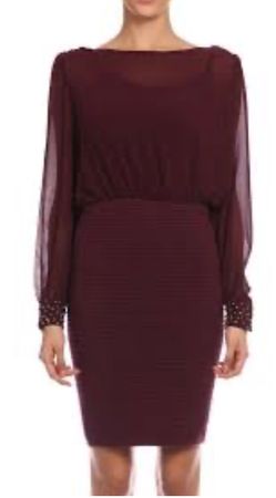 Guess Kleid weinrot Gr. XS transparent bestrickt Minikleid