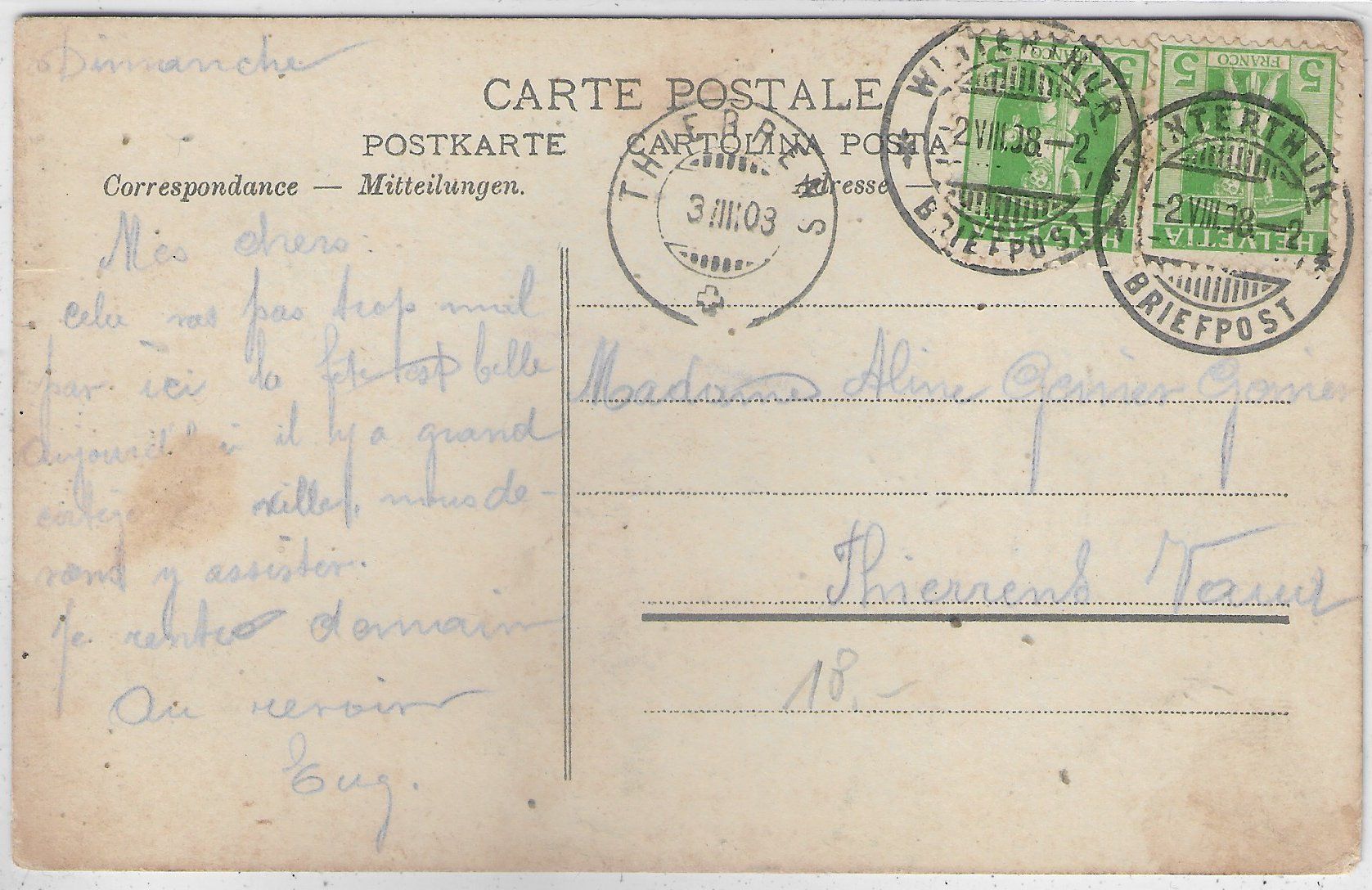 Cartoline postali: Winterthur - Generalansicht - Litho – Usato da Ettingen venduto da Kartenplanet 1