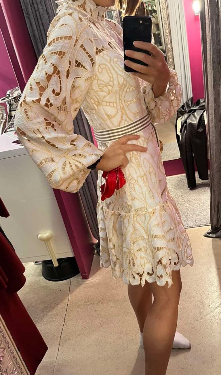 Vestiti: Cocktailkleid Gr. S, Farbe weiss/beige – Nuovo (secondo la descrizione) da Triesen venduto da dardaleni 1
