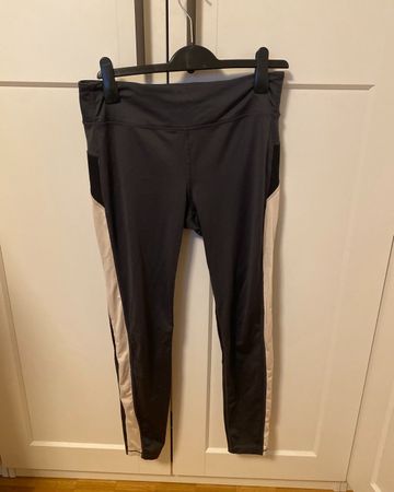 H&M Sport Leggings dunkelgrau/beige Gr. L