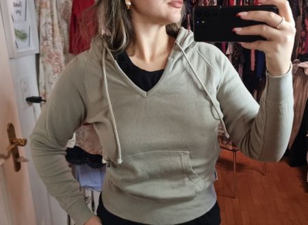Herbst-Hoodie, Gr. M, harmony, V-Ausschnitt, Kapuze