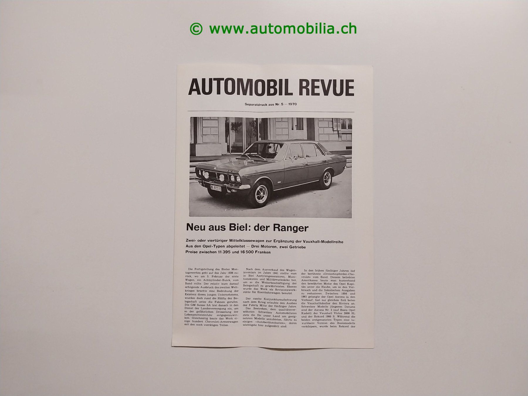 GM Ranger 1900 + 2500 Sonderdruck 1970 GM-Biel Montage (Gebraucht) in ...