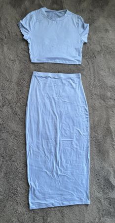 Shein blue crop top and skirt set size M