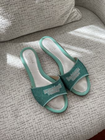 Tongs Baldinini bleu cuir mules (taille - 38,5)