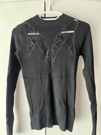 Pullover Lavysh schwarz mit Spitze Einheitsgrösse neu
