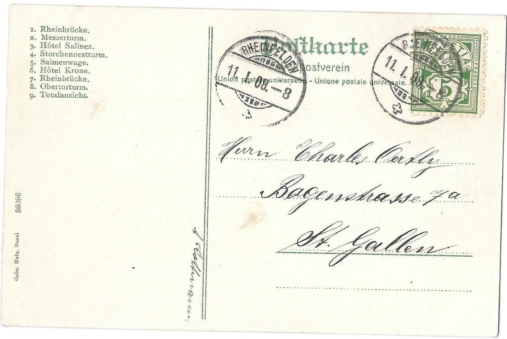 Cartoline postali: Rheinfelden Schriftzug mit diversen Bildern – Usato da Olten venduto da clotaldi 1