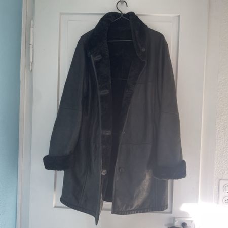 Leder Mantel, Vintage Grösse 38