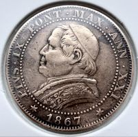 Stato Pontificio Pio IX 1 Soldo 1867 R Roma – 5 Centesimi