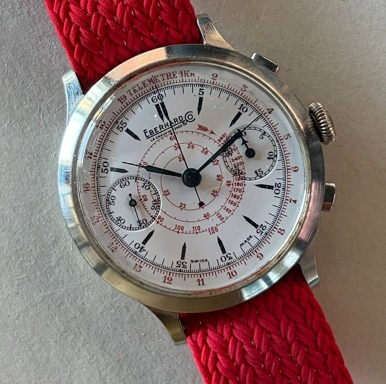 Eberhard & Co. Orologi: 1940s Eberhard Monopusher,  40mm enamel dial, pre extra fort – Usato da Pregassona venduto da camus84 2
