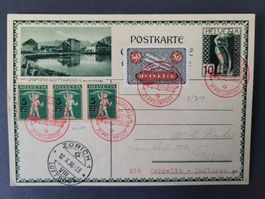 1930, Postkarte mit Zeppelinpost