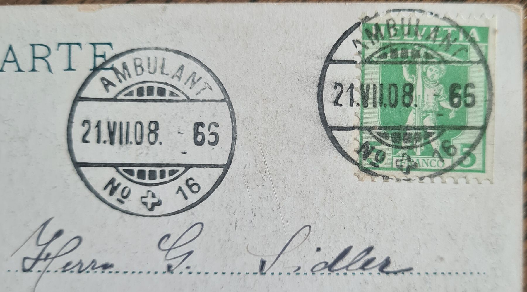 Cartoline postali: Oberhofen mit Schiffslandesteg, 1908 – Usato da Ebikon venduto da Donar50 2