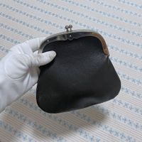 Schwarzes Portemonnaie Leder VINTAGE 50s Schnappverschluss