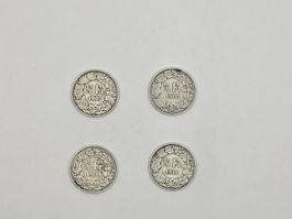 4x 1/2 Franken 1907-1910 Münzen CHF  (42)